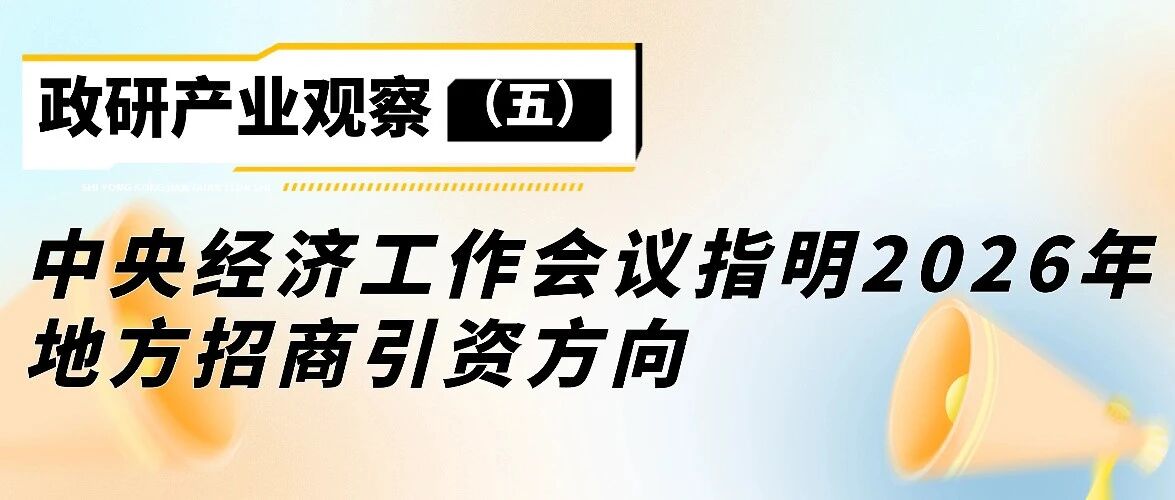 政研产业观察（五）：中央经济工作会议指明2026年地方招商引资方向